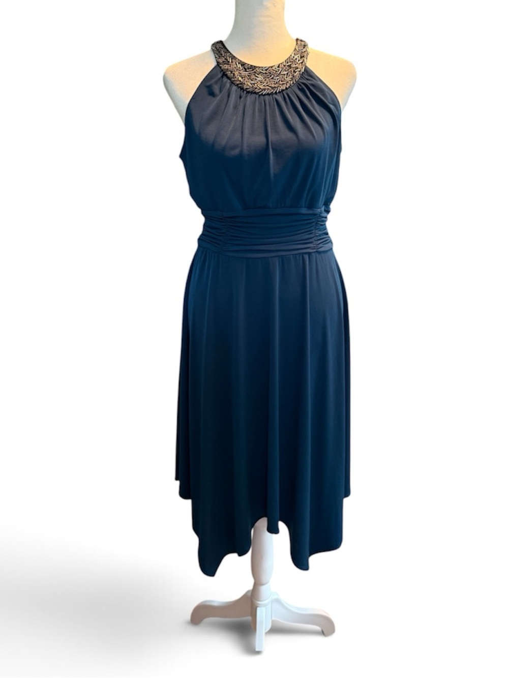 Maggy London Elegant Halter Dress with Beaded Neckline-8